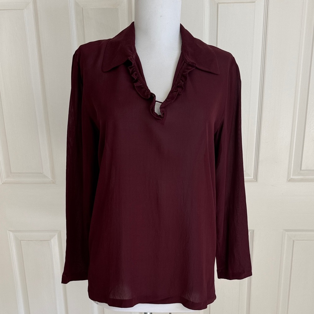 CW, Burgundy Ruffle Blouse